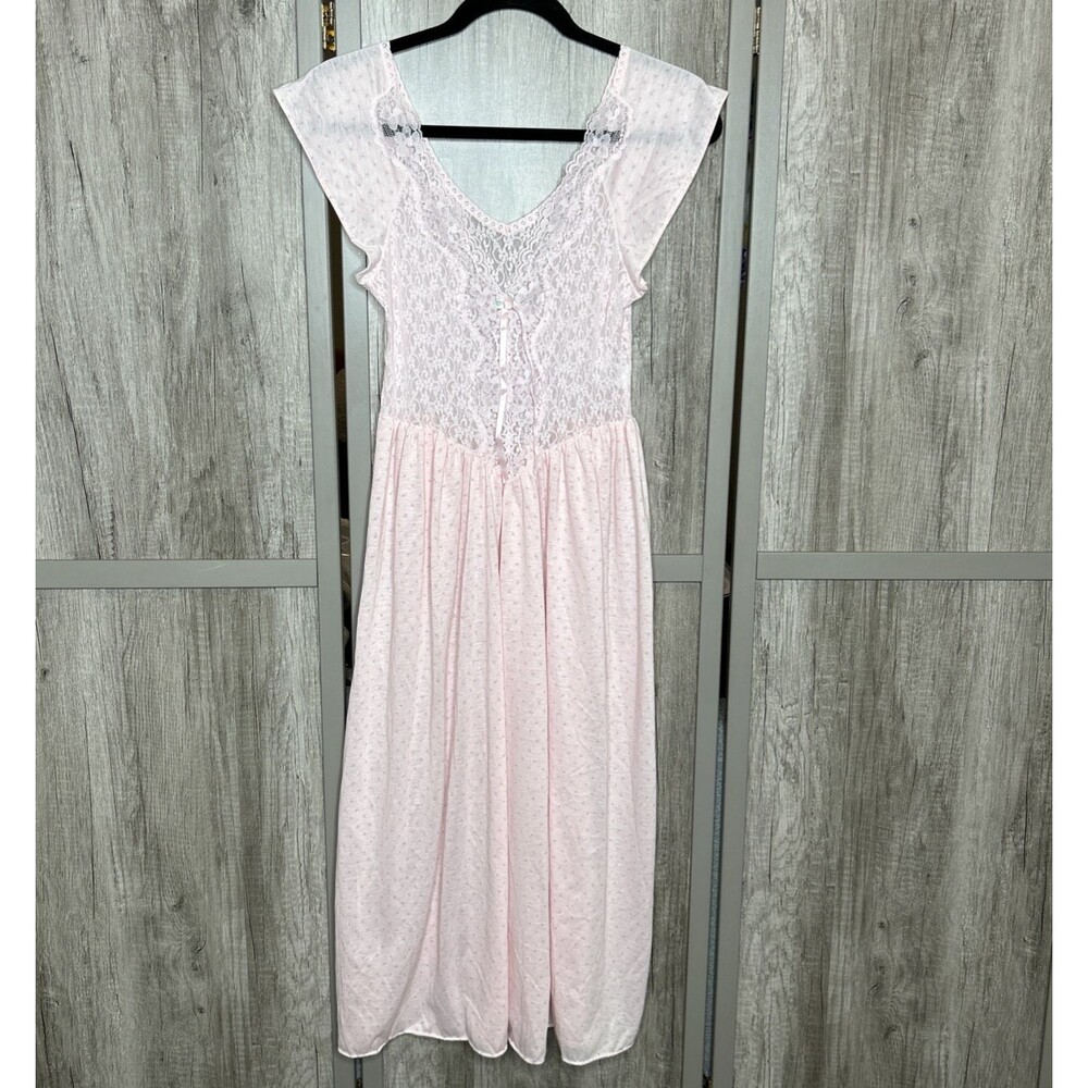 Movie Star Vintage Nightgown I love Lucy Style Pink Lace Midi Size M